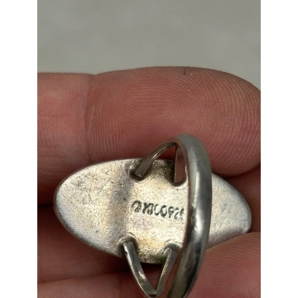 VTG Sterling Silver Mexico Red Howlite Cabochon‎ Statement Ring Size 5.5
